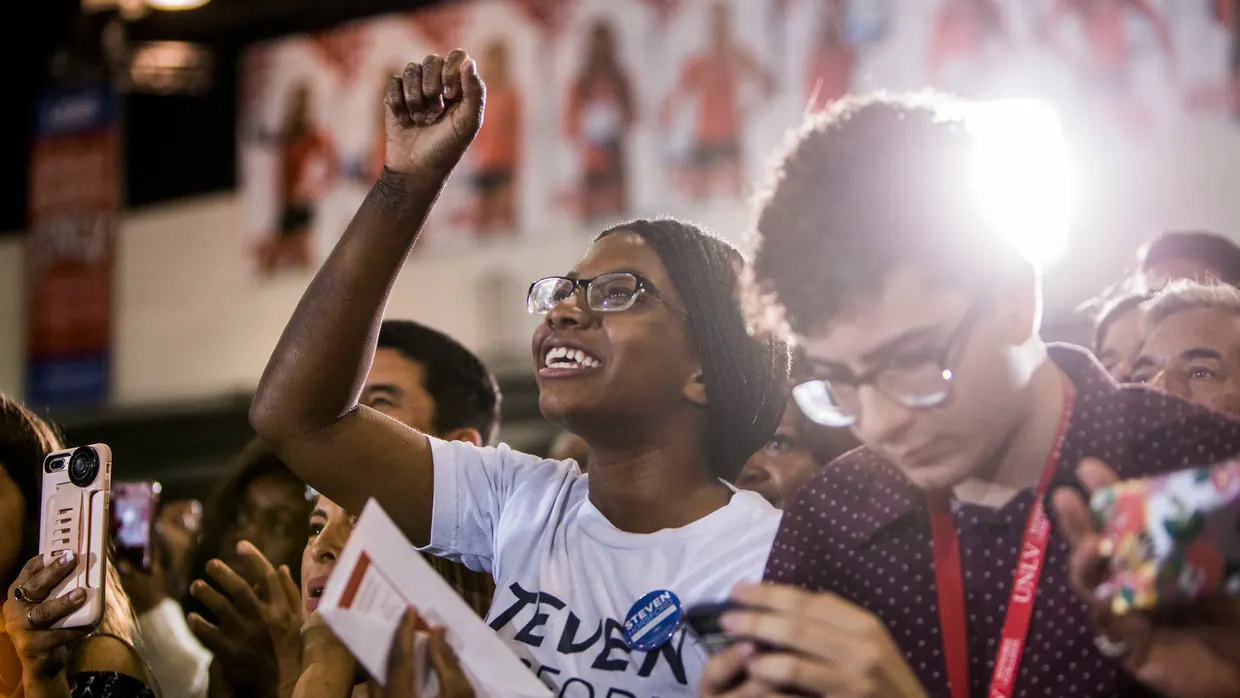 Young people at a rally